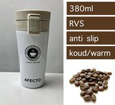 ‎COFFEE TO GO BEKER - WIT - 380ml  - DUBBELWANDIG  - RVS