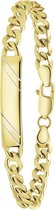 Lucardi Heren Zilveren goldplated bicolor heren plaatarmband - Armband - 925 Zilver - Goudkleurig - 21 cm