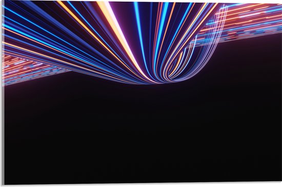 Acrylglas - Abstracte Neonkleurige Lijnen - 60x40 cm Foto op Acrylglas (Met Ophangsysteem)