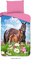 Good Morning Kinderdekbedovertrek "paarden" - Multi - (140x200/220 cm) - Katoen