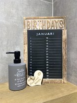 Calendrier d'anniversaire en bois + règles de toilette distributeur de savon / toilette / calendrier / calendrier de toilette