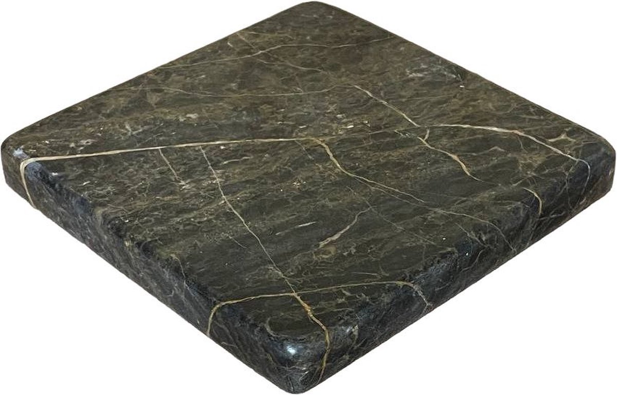 Zwart en Goud Marmer Vierkante Seveerplank - Nattursteen Tray - Bord 15x15 cm - Dessertbord - Dienblad