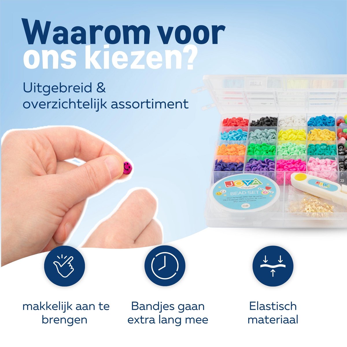 Joya Creative Armbandjes & Sieraden Maken 4500 delige XXL Set - Sieradenpakket - Knutselpakket - Kralen - DIY Knutselen Meisjes - Knutselkoffer - Incl. Elastisch Draad en Gereedschap — afbeelding 8