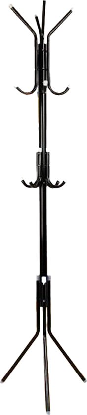 Minismus Kapstok Staand Zwart - Geschikt voor tassen, jassen en hoeden - 178 cm hoog - 3 verschillende hoogtes