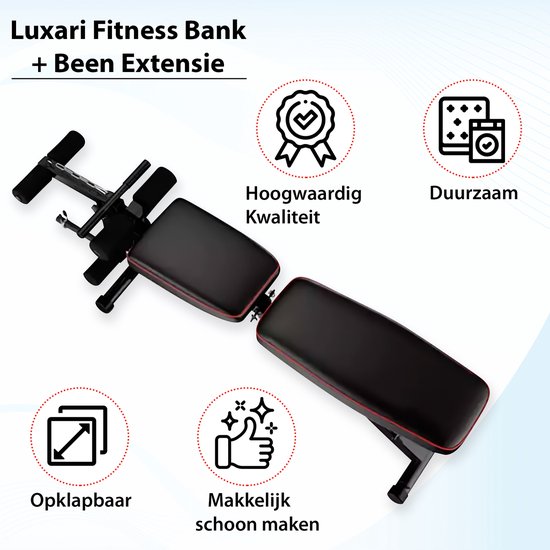 Luxari - Fitnessbank - Halterbank - Trainingsbank - Been Extensie - Bench Press - Sportbank - Halterbank Verstelbaar & Inklapbaar - Krachttraining - B200