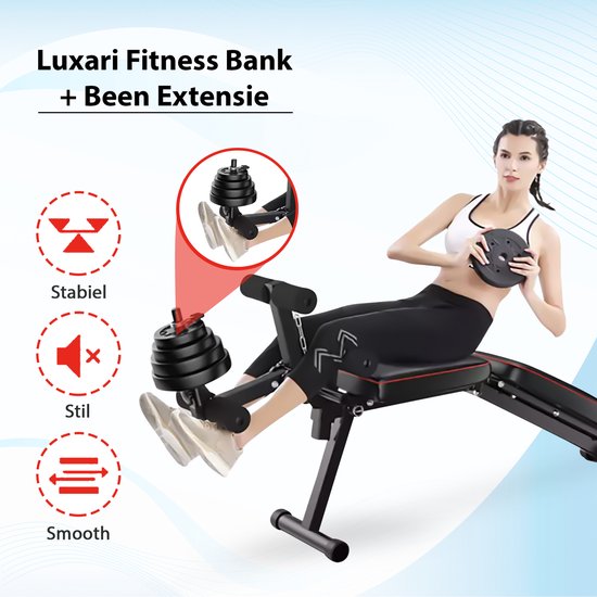 Luxari - Fitnessbank - Halterbank - Trainingsbank - Been Extensie - Bench Press - Sportbank - Halterbank Verstelbaar & Inklapbaar - Krachttraining - B200