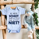 Baby rompertje licht blauwe - Maat 62 - Ik heb schijt aan alles