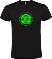 Zwart T-Shirt met “Legend sinds 1974 “ Afbeelding Neon Groen Size XXXL