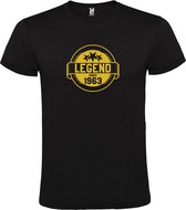 Zwart T-Shirt met “Legend sinds 1963 “ Afbeelding Goud Size L