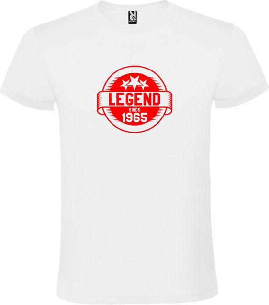 Wit T-Shirt met “Legend sinds 1965 “ Afbeelding Rood Size XXXL