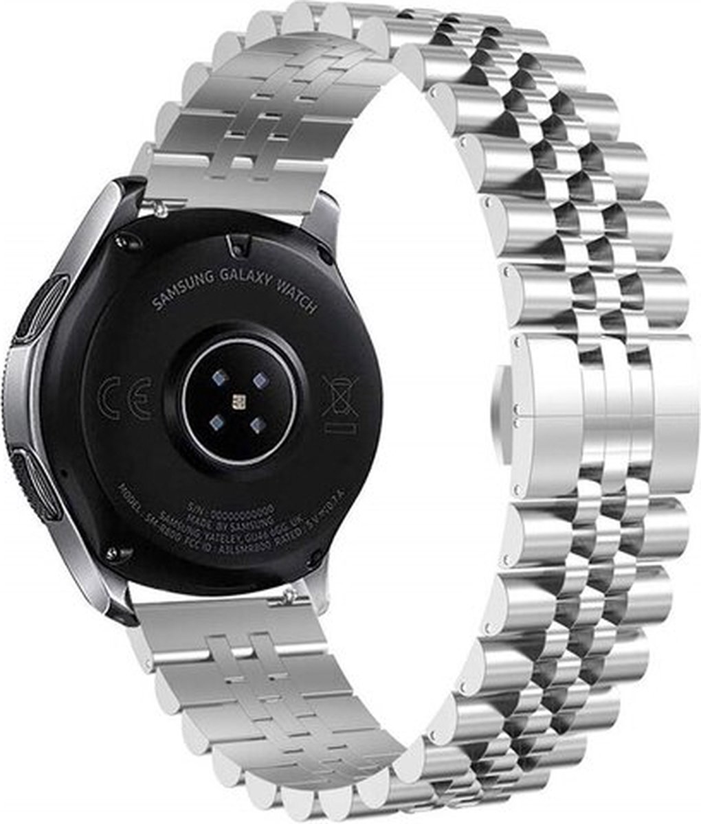 By Qubix - Stalen band 20mm - Zilver - Geschikt voor Samsung Galaxy Watch 7 (40 & 44mm) - Galaxy Watch FE - Galaxy Watch 6 - Galaxy Watch 6 Pro - Galaxy Watch 5 - 5 Pro - Galaxy Watch 4 - 4 Classic - Active 2 - Watch 3 (41mm)