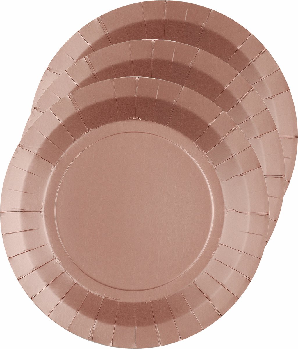Santex Bordjes karton - 30x - rond - rose goud - 22 cm - feestbordjes