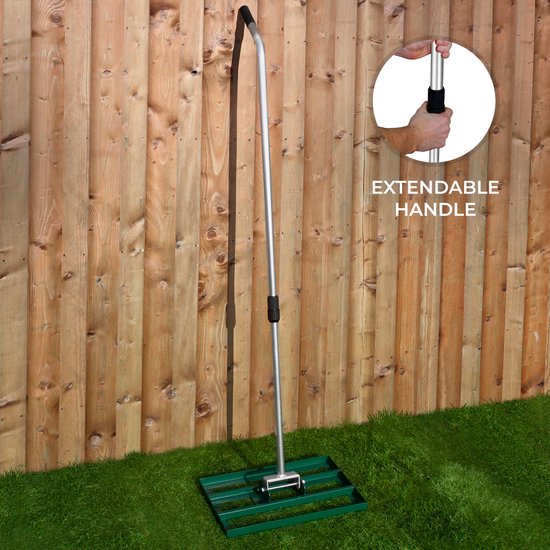 Niveleur de pelouse T-MECH - Râteau niveleur 50 cm - Manche réglable : 1,20 à 1,90 m - Manche Comfortable - Vert