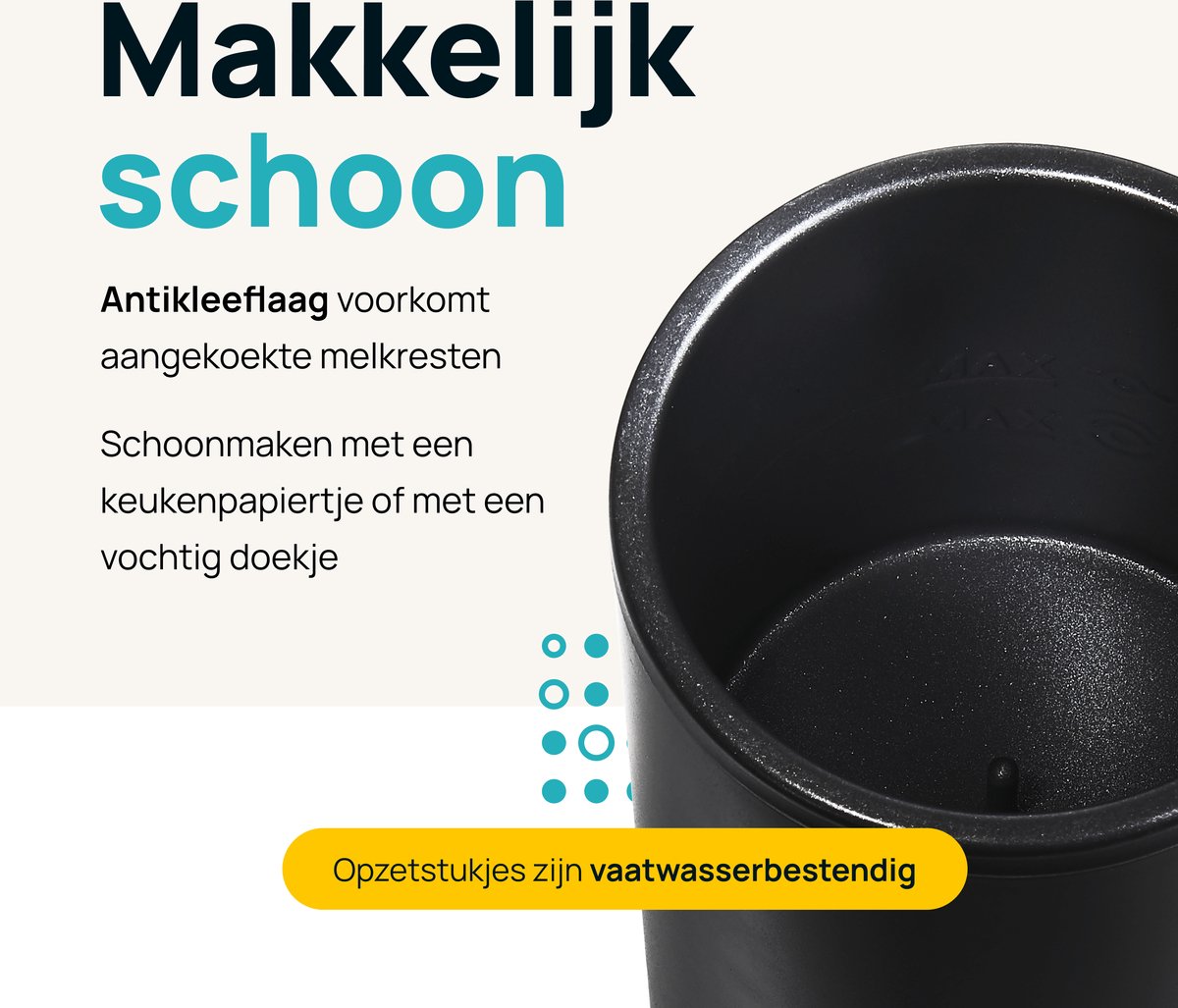MOA Elektrische Melkopschuimer - 2-in-1 - Handige Melkschuimer - 240 ML - Voor Cappuccino - Melkklopper - Zwart — cadeau in Kookcadeaus - foto 5