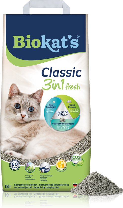 Biokat’S Classic Fresh – 18 L – Kattenbakvulling – Klontvormend – Lente Geur