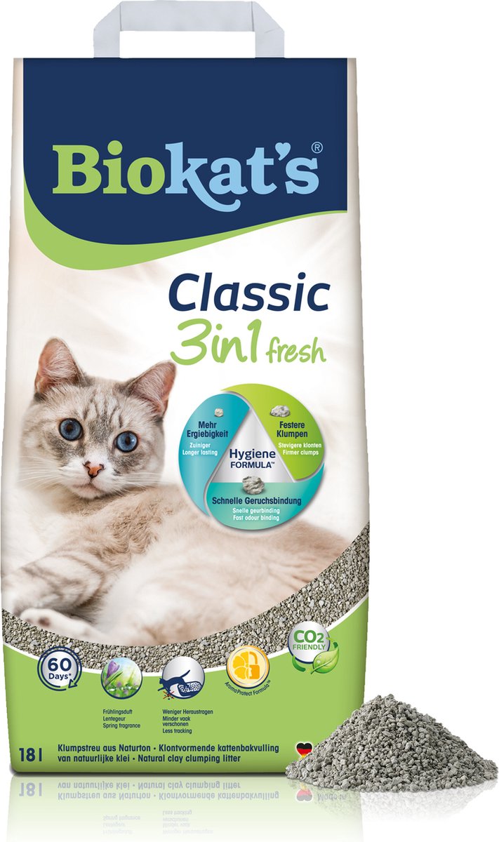 Biokat's Classic Fresh 3in1 - 18 L - Kattenbakvulling - Klontvormend - Lente geur - Biokat's