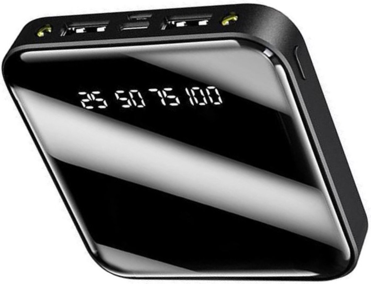 BAIK Powerbank 20000 mah Powerbank Zwart - Compact - (Dual 2.1A USB/Micro-USB/USB-C) - Mini Snellader Universeel Geschikt voor Samsung S20 / S10 plus / iPhone 14 / 13 / 12 / 11 of Tablets - voor alle smartphones