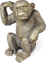Decoratie beeld aap chimpansee zittend denkend goud 35*29*40cm polystone | 814355 | Mansion Atmosphere