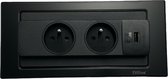 Evoline backflip noir 2x prise et chargeur USB-A BE/ FR