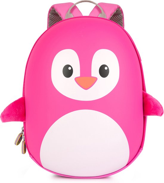 Boppi - kinderrugzak - pinguïn (roze) - lichtgewicht - comfortabel - duurzame hardcase - 4L