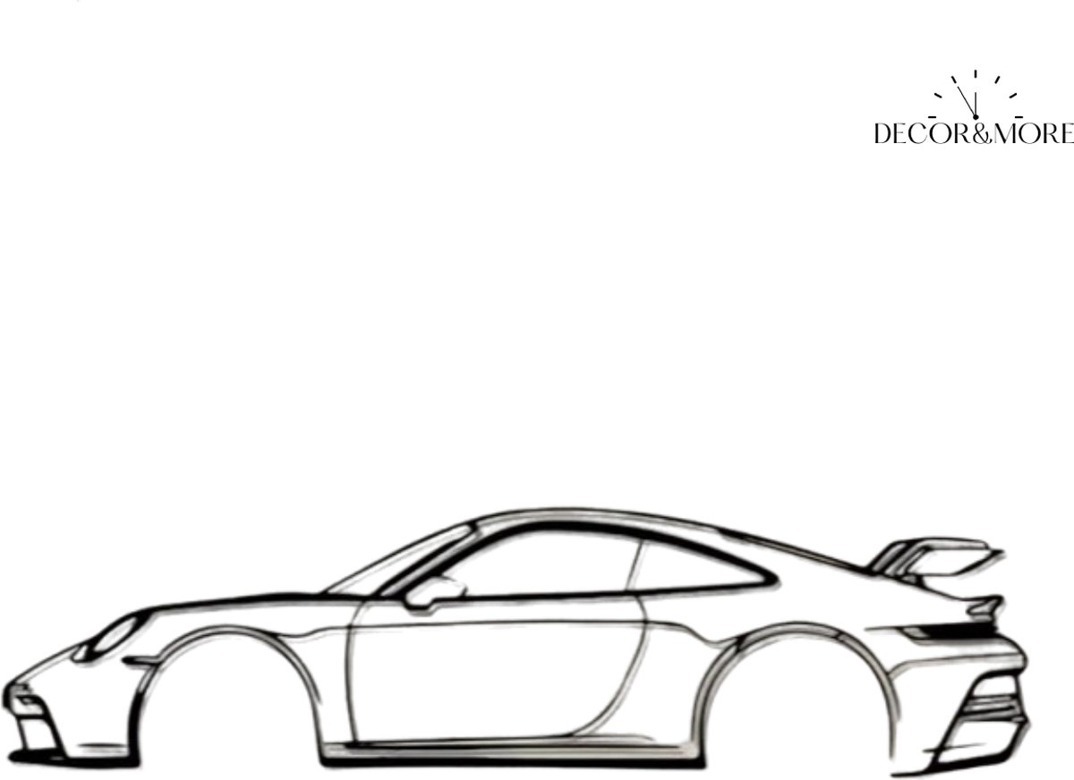 Porsche 911 GT3 RS Silhouette Metaal Kunst Wanddecoratie Man Cave Auto...