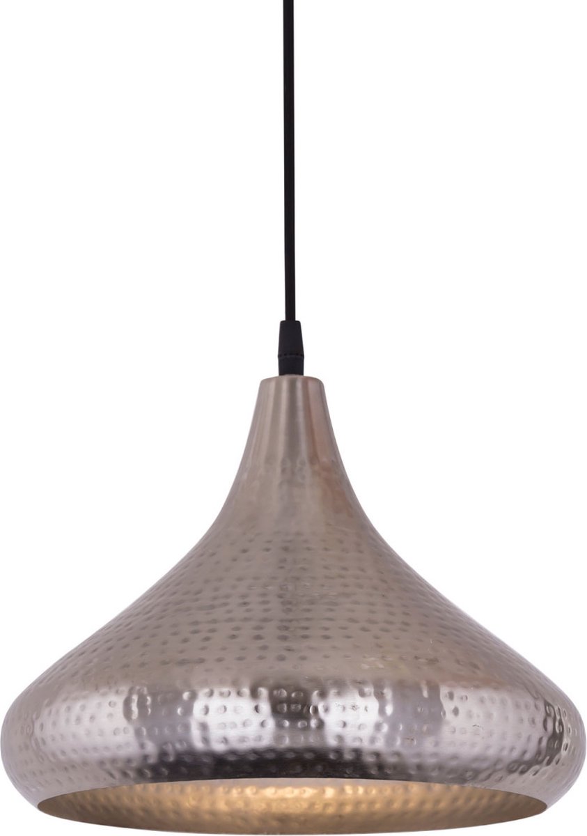 Parya Home - Hanglamp Vintage Eettafel Plafondlamp Druppelvorm - 30 x H 28 cm - Zilver - Metaal