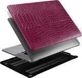 Lunso - Geschikt voor MacBook Air 13 inch M2 (2022) - case hoes - Croco Fuchsia - Vereist model A2681