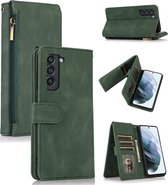 Casemania Hoesje Geschikt voor Samsung Galaxy S22 Plus Groen - Luxe Portemonnee Book Case met Rits & Extra Vakken