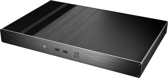 Akasa Galileo TX, Fanless Slim Thin Mini ITX Case, 4 x 2.5 SSD/HDD and PCIe slot support, Optional 1U rack mounting options