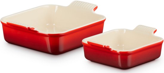 Le Creuset - Ovenschaal Vierkant - Set Van 2 Stuks - Kersenrood