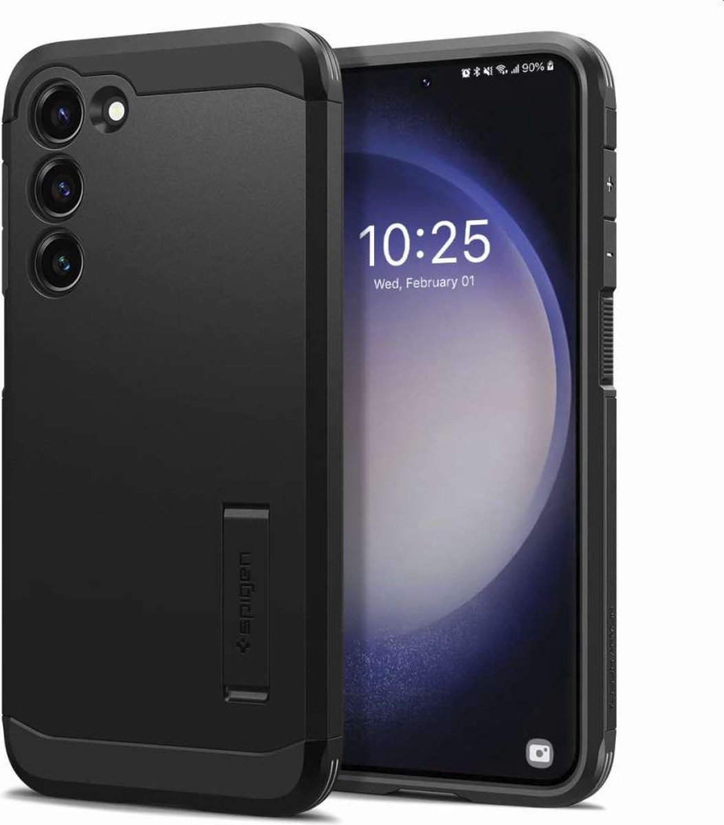 Geschikt voor Spigen Samsung Galaxy S23 Plus Tough Armor Back Cover Hoesje Zwart