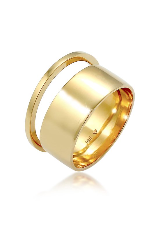 Ring pour femme Elli Set de bande pour femme empilable large et étroit Trend minimale sertie en Argent sterling 925 or