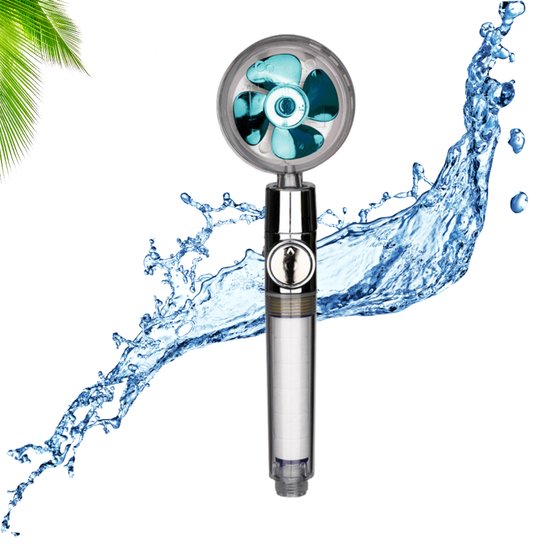 MineralStream Gefilterde douchekop met MineralStream handgreep, waterbesparende hogedruk douchekop met filterparels voor hard water met regeninstellingen, straal en massage