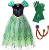 prinsessenjurk groen - handschoenen - vlechtjes