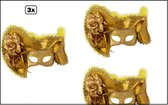 3x Luxe Oogmasker Venetie carnaval goud - Themafeest party optocht thema festival kleur goud