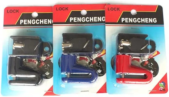 Slot - Remschijf - Rood - Met houder - 2 sleutels - Scooter - Fiets - Motor - Wheel lock - Wielslot