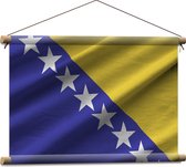 Textielposter - Rimpelige Vlag van Bosnië - 60x40 cm Foto op Textiel