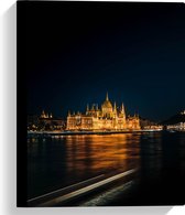 WallClassics - Canvas - Parlementgebouw aan het Water - Hongarije - 30x40 cm Foto op Canvas Schilderij (Wanddecoratie op Canvas)