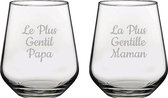 Drinkglas gegraveerd - 42,5cl - Le Plus Gentil Papa & La Plus Gentille Maman