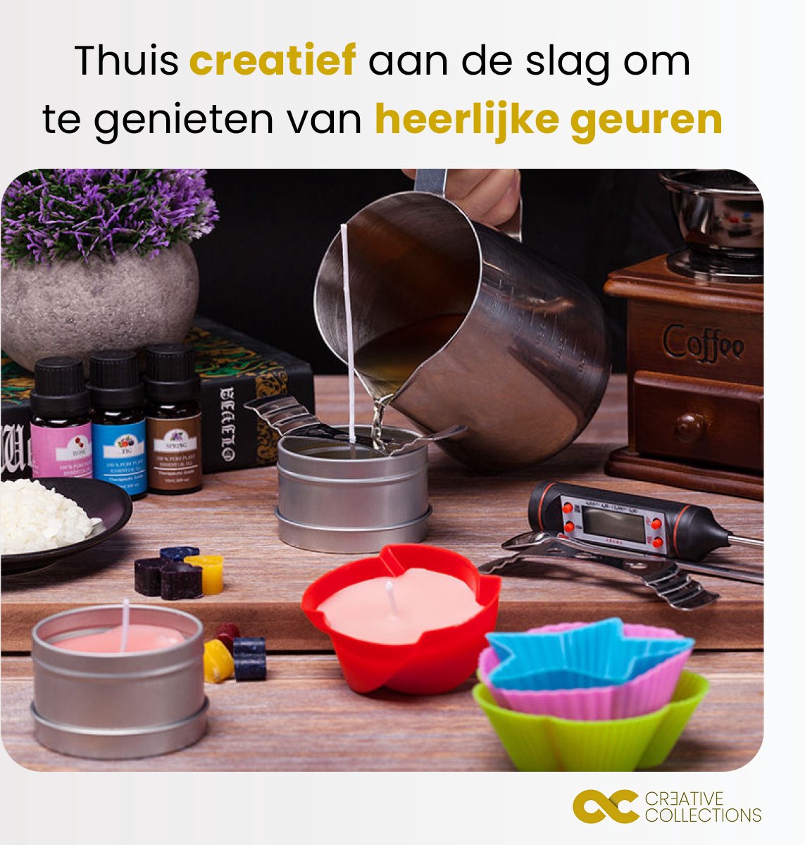 Kaarsen maken pakket – DIY starterset geurkaarsen – Complete set met bijenwas en geuren – Voor beginners / volwassenen — afbeelding 5
