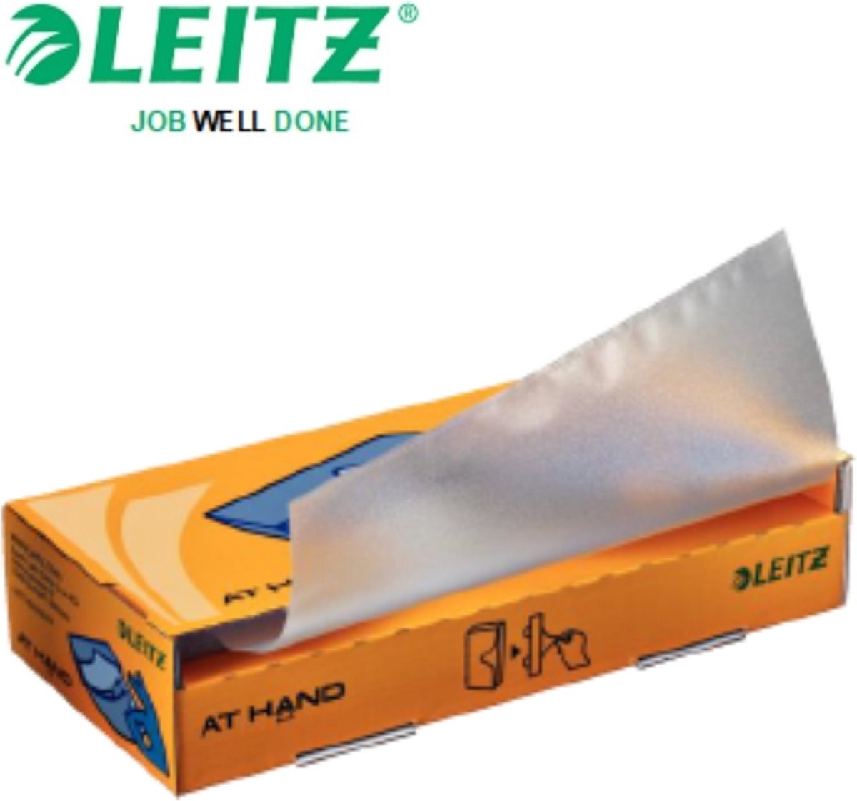 LEITZ 4018 AT HAND SEE-THROUGH PLASTIC FOLDERS, L-SHAPE, 2-SIDE OPEN- PKT OF 50- PACKAGED LIKE A TISSUE BOX