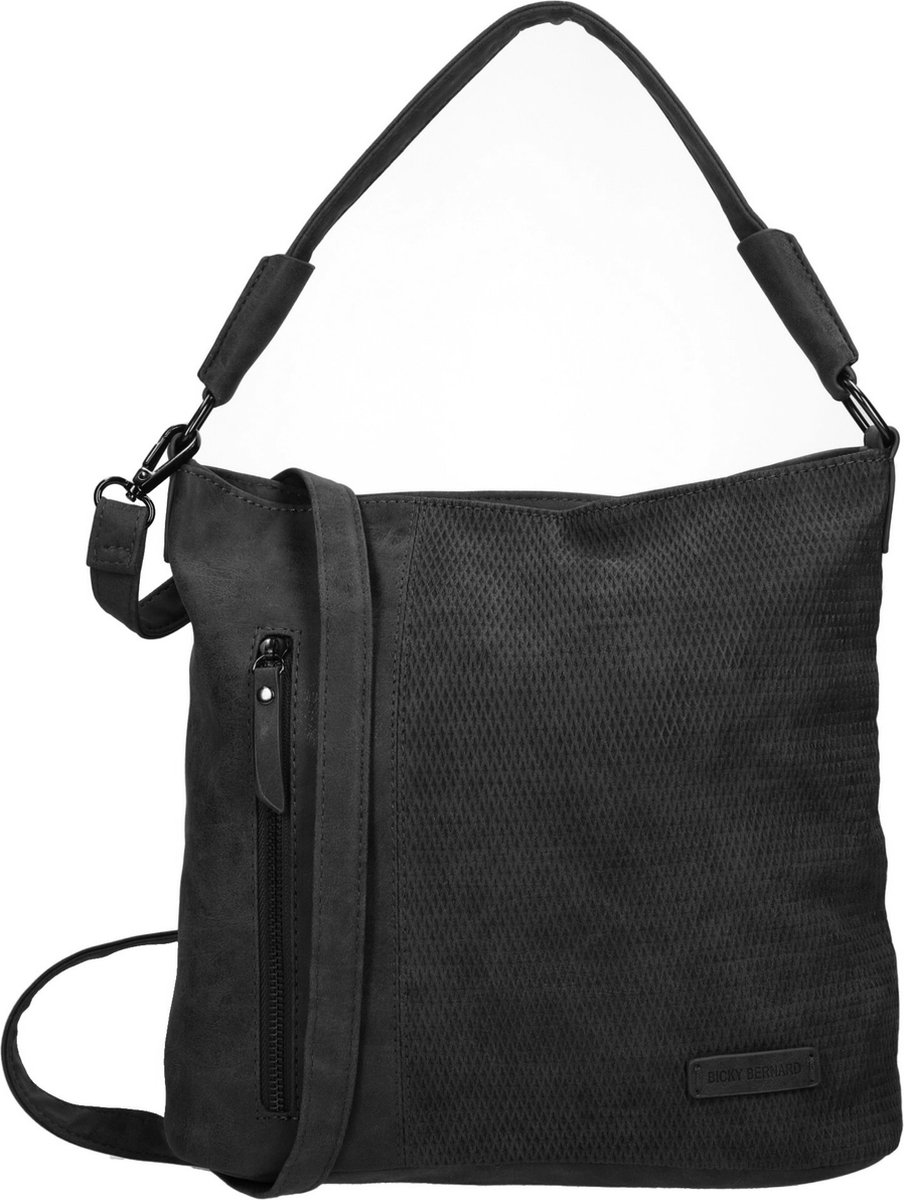 Bicky Bernard schoudertas zwarte - handtas - Shopper Dames met Rits - 29x12x28 cm - Verstelbare Schouderband - Trendy Design - Ideaal als Werktas