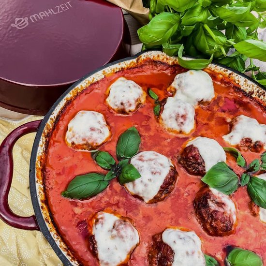 Oranje Mahlzeit Gietijzeren Braadpan Met Deksel Geëmailleerd, 3 Liter Sunny Orange Ovengeschikt Geschikt Voor Inductie Dubbele Braadpan Eendenbraadslee Groot Emaille Braadpan Stoofpan Ganzenbraadslee