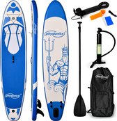 Physionics - Stand Up Paddle Board - 366cm - Opblaasbaar SUP Board - Verstelbare Peddel - Handpomp met Manometer - Rugzak - Reparatieset - Paddle Board - Surfboard - Blauw