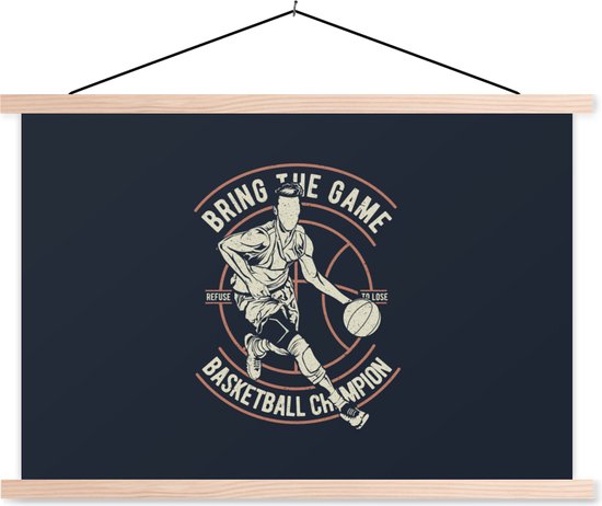 Porte-affiche avec affiche - Affiche scolaire - Basketbal - Sport - Rétro - 120x80 cm - lattes vierges