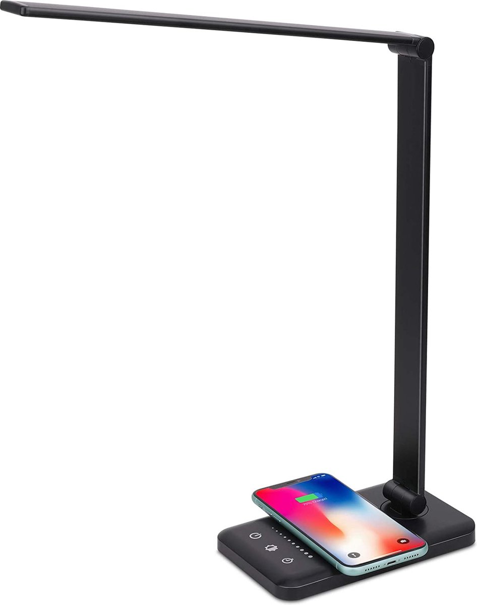 Lichtendirect-Led Bureaulamp- Dimbaar- Leeslamp-Draadloze oplader-USB-5 Modus-Tafellamp- Nacht lamp- Slaapkamer lamp-Touch- Wireless charger