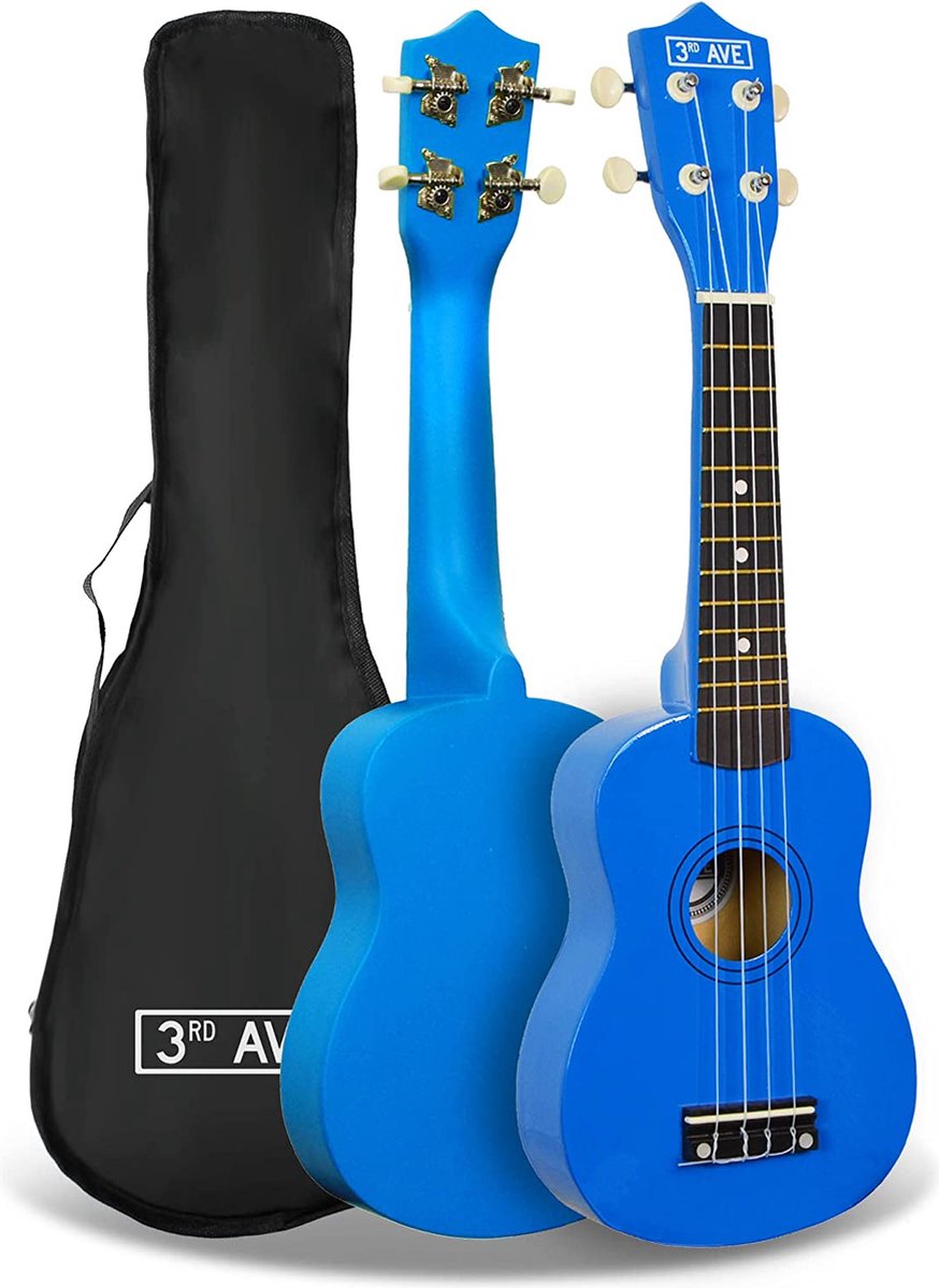 3rd Avenue sopraan ukulele voor beginners 21-inch - Blauw - GRATIS ukelele-tas