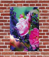Tuinposter bloemen 40x60 cm - kleur – Tuindoek bloemen - Tuinposter - Tuin decoratie bloem - Poster buiten bloemen - Cadeau - bloem - veranda decoratie - wanddecoratie – tuin - valentijn cadeau - winter - herfst
