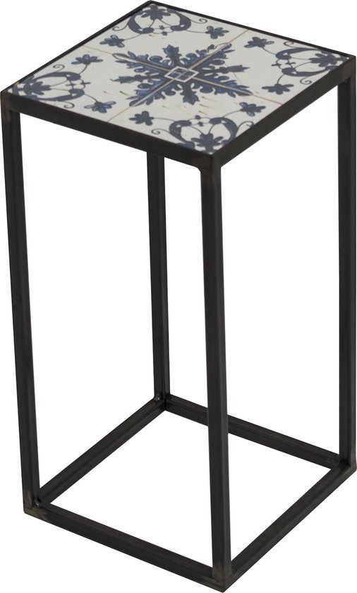 Spinder Design Bijzettafel Ibiza 20 X 20 Cm Staal/keramiek Zwart