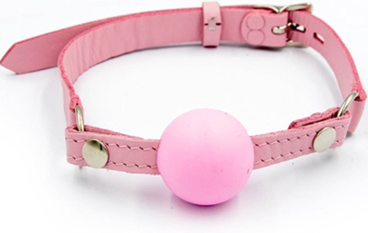 Mister b leren ballgag roze small